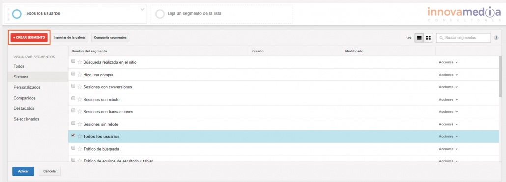 crear segmentos personalizados google analytics