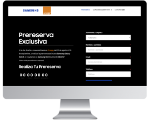 desarrollo web prereserva samsung note 8